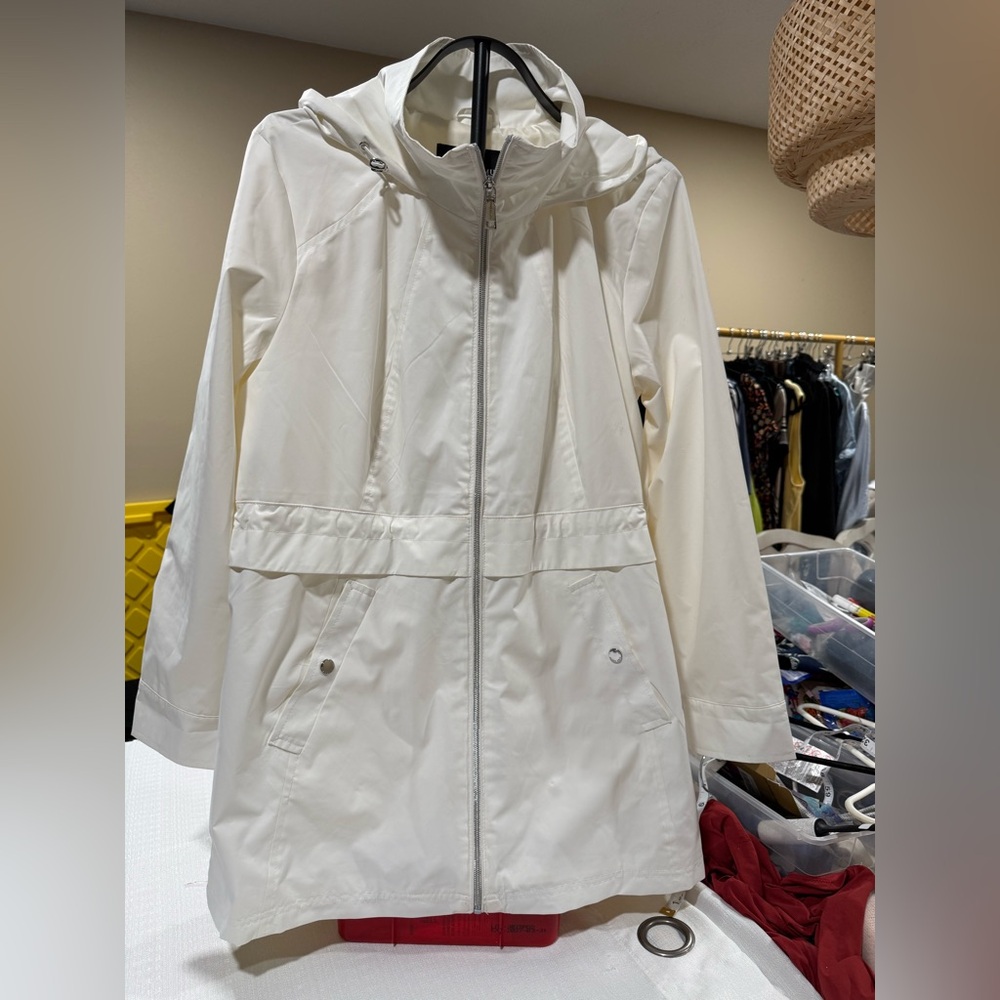 Vince Camuto Cream Hooded Trench Coat-#1311